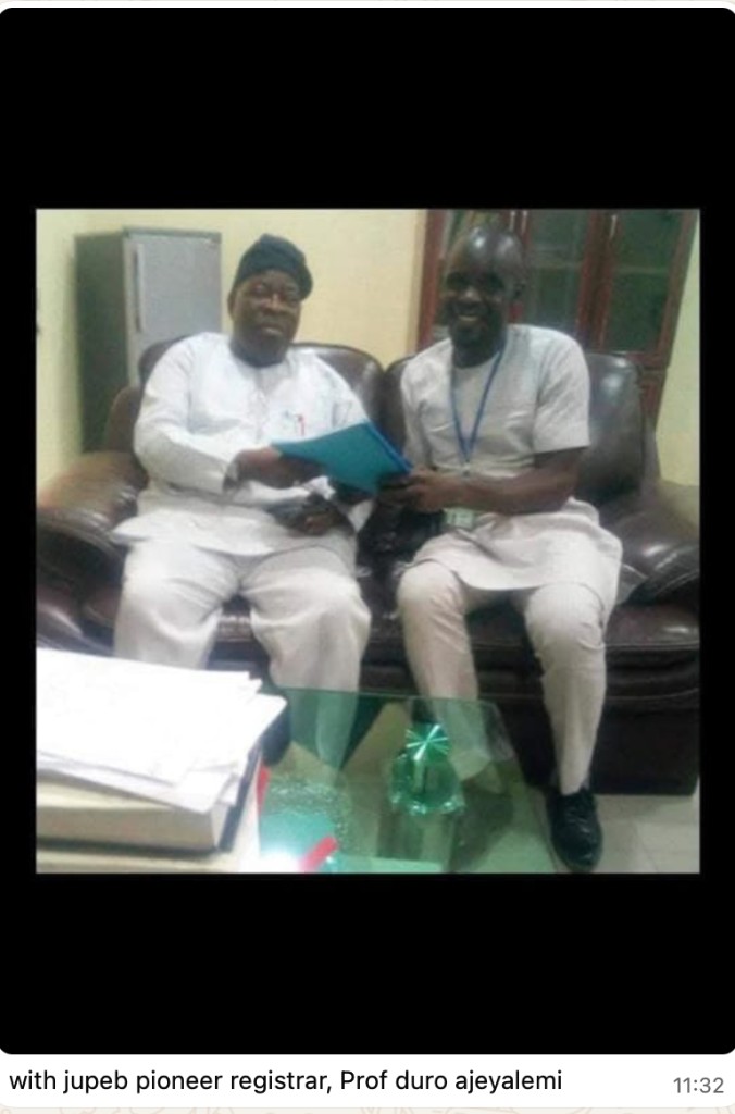 with jupeb pioneer registrar, Prof duro ajeyalemi