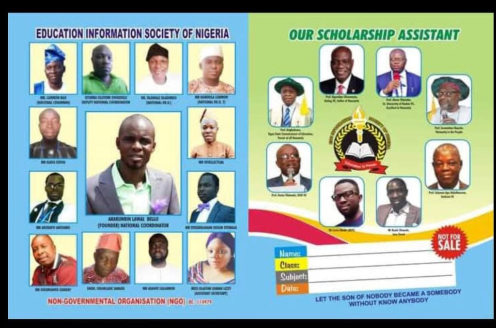 Education Information Society of Nigeria · scholarship assistant & leadership recognition graphic.
